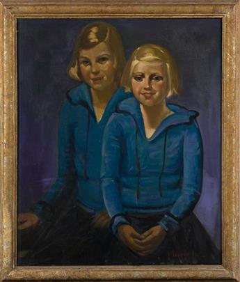 GEORGE LUKS Double-Portrait of Josephine DeGrange Sullivan Kenney and her Cousin Mildred Maria Lagan DeGrange.